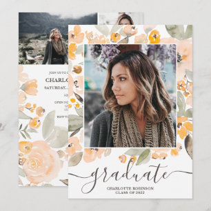 Gelbe Blumenschrift Drehbuch 3 Fotos Abschluss Einladung
