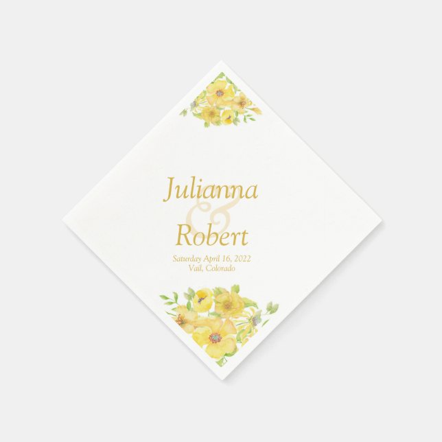 Gelbe Blumenserviette Serviette (Ecke)