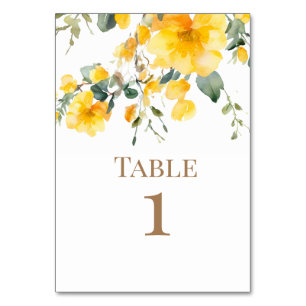 Gelbe Blumenzwiebelblume Gold Text Tischnummer