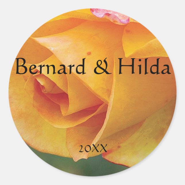 Gelbe Blushing Rose Round Wedcker Runder Aufkleber (Vorderseite)