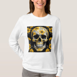 Gelbe Blüte 3D Toter Schädel mit gelben Blumen T-Shirt