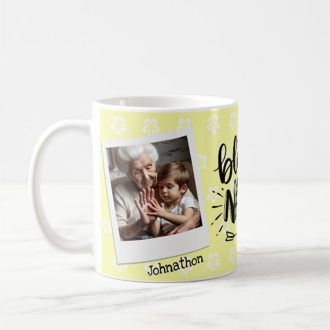 Gelbe Blüte Personalisiertes Oma Foto Tasse (Links)