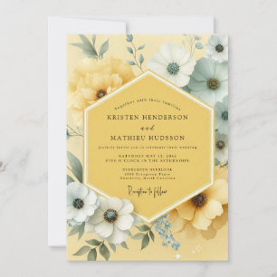 Gelbe Blüten Botanische Hochzeit Einladung