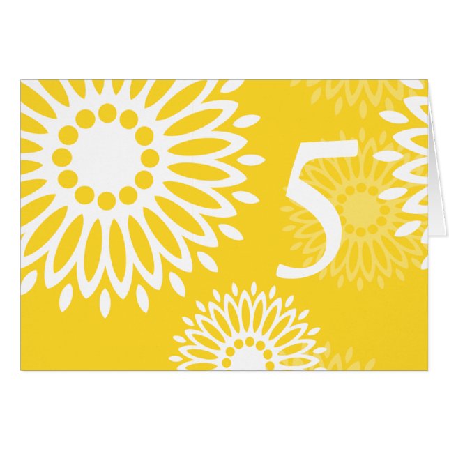 Gelbe Blüten im Sommer Tischnummer Karte (Vorderseite (Horizontal))
