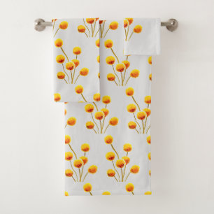 Gelbe Blüten mit Klotz Badhandtuch Set
