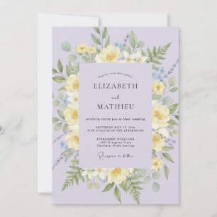 Gelbe Blüten Romantischer Girlanden Hochzeit Einladung