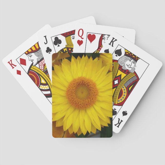 Gelbe Blüten-themenorientierte klassische Spielkarten (Rückseite)