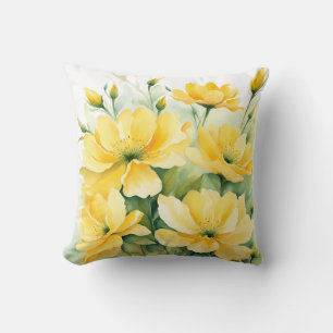Gelbe Blüten Wasserfarben Kissen