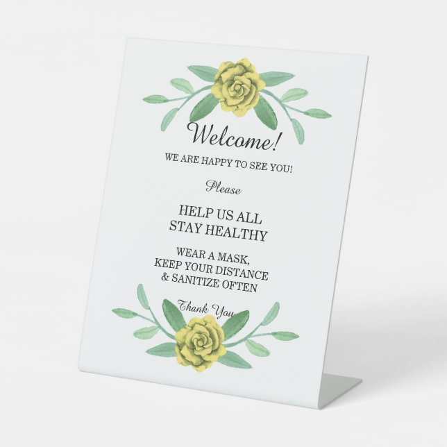 Gelbe Blütenblätterung Hochzeitssicherheit Sockelschild (Vorderseite)