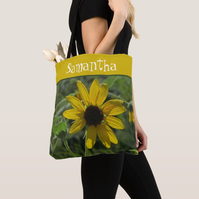 Gelbe Blütennatur Foto Helle Wilde Blume Tasche (Von Nahem)