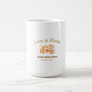 gelbe boho Liebe in Blüte Brautparty Name Retro Kaffeetasse