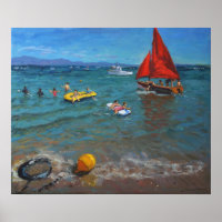 Gelbe Boje und rote Segel Abersoch 2012