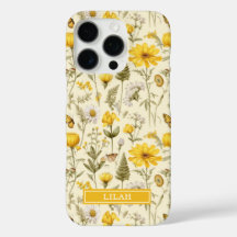 Gelbe botanische Aquarell-Blumenname