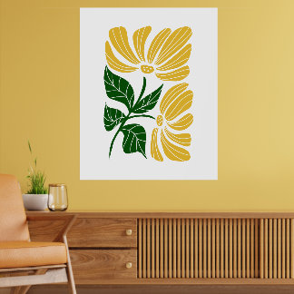 Gelbe Botanische Blume Skandinavische Wandkunst Pr Poster