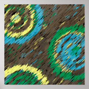 gelbe braune grüne Kreise abstrakte moderne Kunst Poster