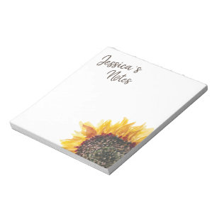 Gelbe Braune Sonnenblume auf Weiß Notizblock