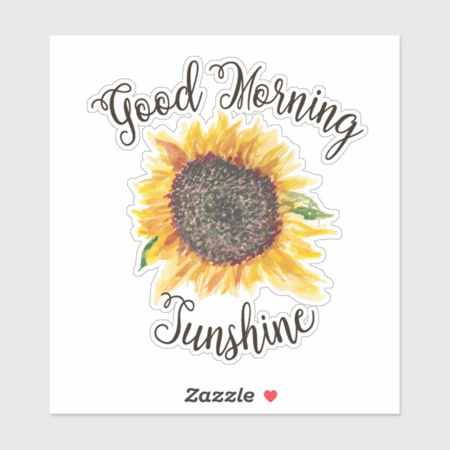 Gelbe braune Sonnenblume Guten Morgen Sonnenschein Aufkleber (Blatt)