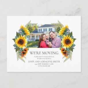 Gelbe Braune Sonnenblumen Foto Haus Neue Adresse Postkarte