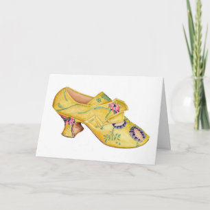 Gelbe Brokat-Schuhkarte im Vintage-Stil Karte