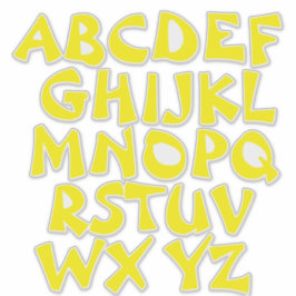 Gelbe Buchstaben Transparente Alphabet-Mauer Aufkleber