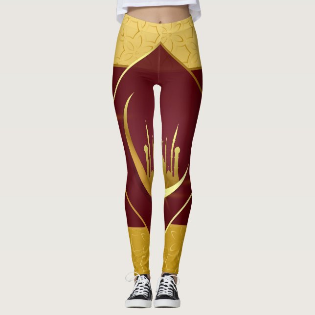 Gelbe Burgunder-Leggings Leggings (Vorderseite)