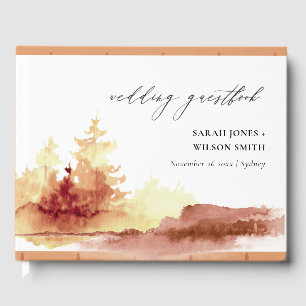 Gelbe Burnt Orange Herbst Bäume Foliage Hochzeit Gästebuch