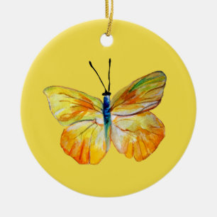 Gelbe Butterfly AquarellzeichnungCircle Ornament