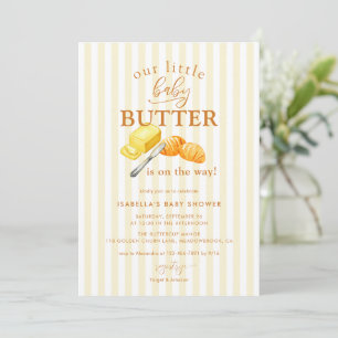 Gelbe Butterstreifen Baby Shower Einladung
