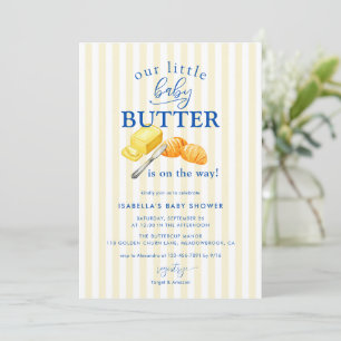Gelbe Butterstreifen Baby Shower Einladung