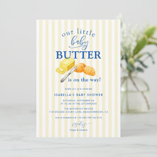 Gelbe Butterstreifen Baby Shower Einladung
