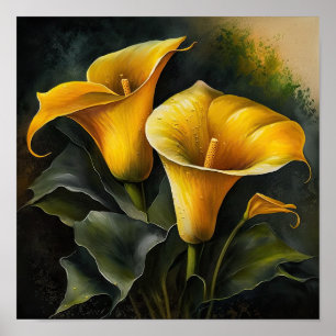 Gelbe Calla-Lilien Lilien-Blumen-Kunstposter Poster