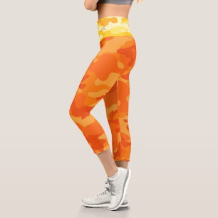Gelbe Camouflage INITIALEN Orange Active Her Capri Leggings