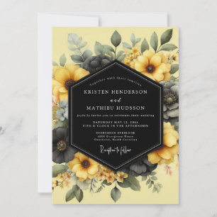 Gelbe Chiaroscuro Flora Hochzeit Einladung