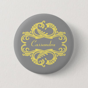 Gelbe Chic-Damask-Knopf Button