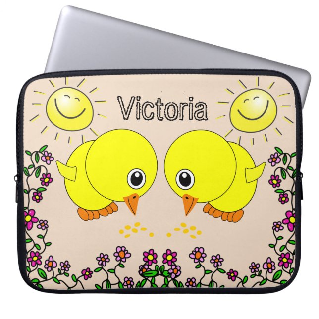 Gelbe Chips mit Laptop-Rückenleeve Sun Floral Laptopschutzhülle (Vorderseite)