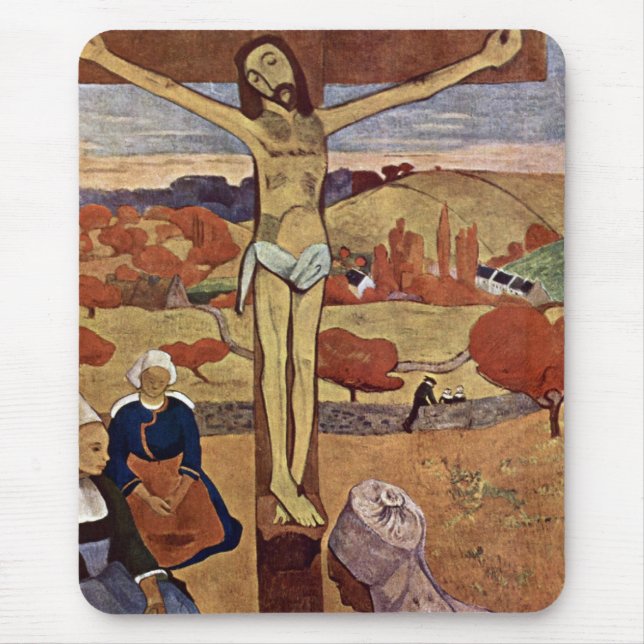 Gelbe Christus von Paul Gauguin, Vintage Kunst Mousepad (Vorne)