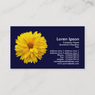 Gelbe Chrysantheme - Marine-Blau Visitenkarte
