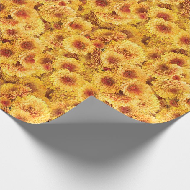 Gelbe Chrysanthemen Geschenkpapier (Ecke)