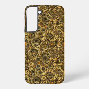 Gelbe Chrysanthemenblüten und orange Käfer Samsung Galaxy Hülle