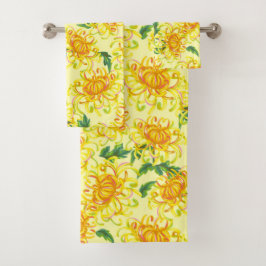 Gelbe Chrysanthemum-Blume Badhandtuch Set