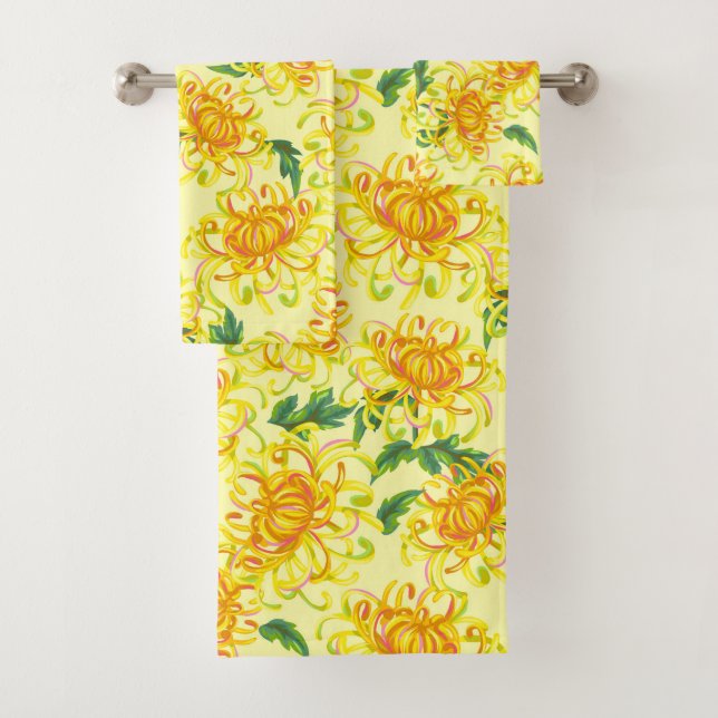 Gelbe Chrysanthemum-Blume Badhandtuch Set (Insitu)