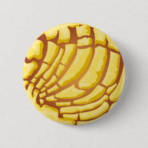 Gelbe Concha Pan Dulce mexikanische Brotgrafik Button