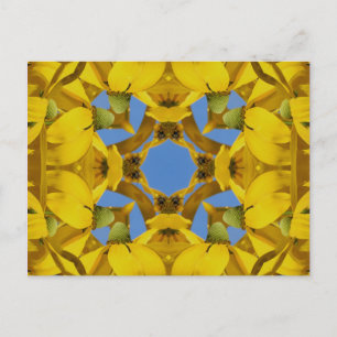 Gelbe Coneflowers Kaleidoskop-Kunst-Blume Postcar Postkarte