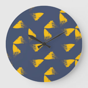 Gelbe, coole, einzigartige, trendige Dreiecke Große Wanduhr