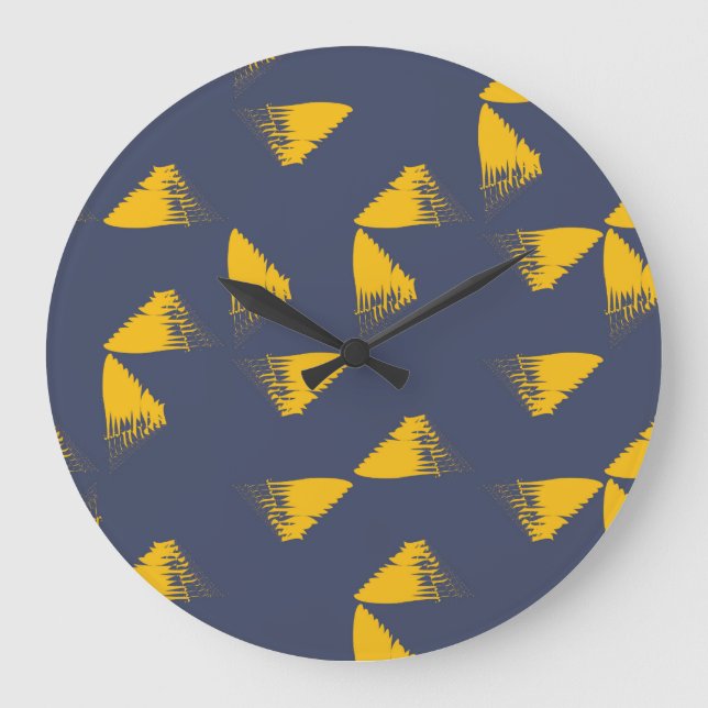 Gelbe, coole, einzigartige, trendige Dreiecke Große Wanduhr (Vorderseite)