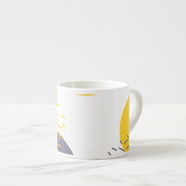 Gelbe, coole, moderne, trendige geometrische Kunst Espressotasse (Vorderseite Rechts)