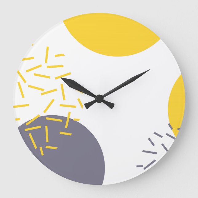 Gelbe, coole, moderne, trendige geometrische Kunst Große Wanduhr (Vorderseite)