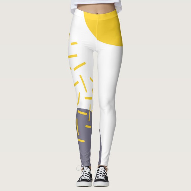 Gelbe, coole, moderne, trendige geometrische Kunst Leggings (Vorderseite)