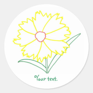 Gelbe Coreopsis-Blume, Aufkleber mit Ihrem Text