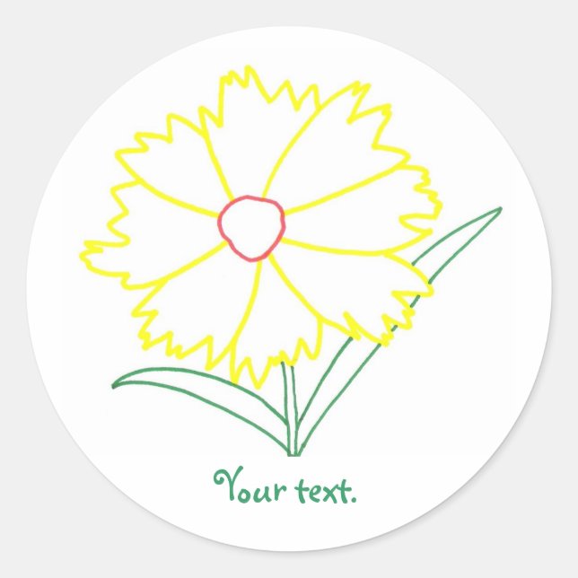 Gelbe Coreopsis-Blume, Aufkleber mit Ihrem Text (Vorderseite)